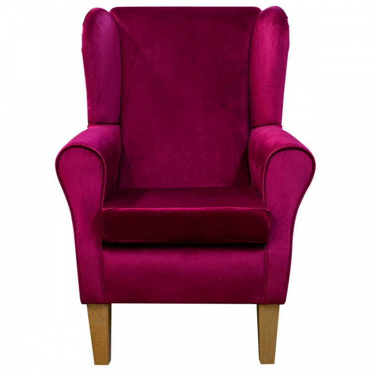 Wingback Chair in Monaco Boysenberry Supersoft Velvet Fabric | Beaumont