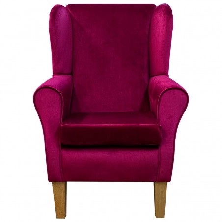 Standard Wingback Fireside Chair in a Monaco Boysenberry Supersoft Velvet Fabric