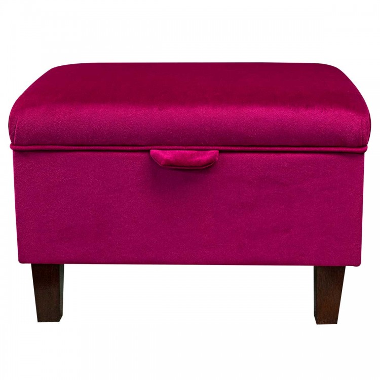 Storage Ottoman in Monaco Boysenberry Supersoft Velvet Fabric | Beaumont