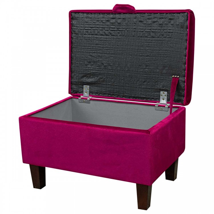 Storage Ottoman in Monaco Boysenberry Supersoft Velvet Fabric | Beaumont