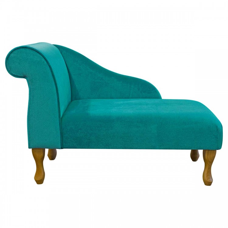 Mini Chaise Longue in a Malta Lagoon Deluxe Velvet Fabric | Beaumont