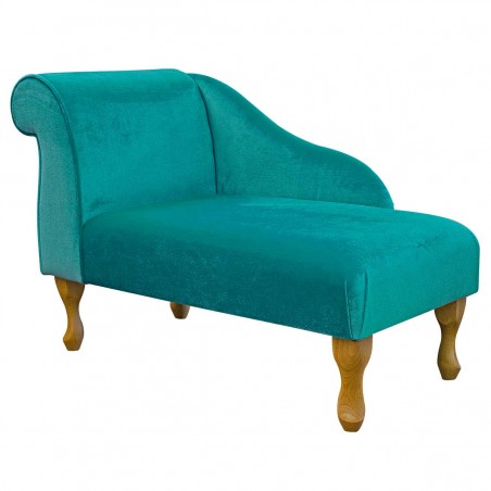 Mini Chaise Longue in a Malta Lagoon Deluxe Velvet Fabric | Beaumont