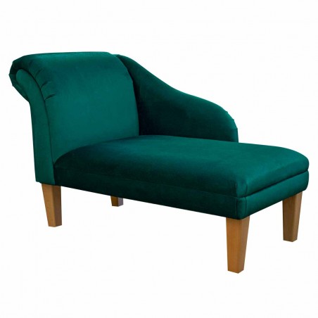 Medium Chaise Longue in a Malta Emerald Deluxe Velvet Fabric | Beaumont