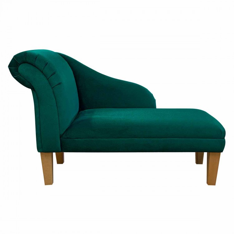 Medium Chaise Longue in a Malta Emerald Deluxe Velvet Fabric | Beaumont