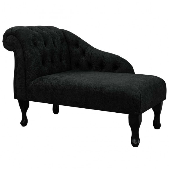41" Buttoned Mini Chaise Longue in a Plush Black Fabric | Beaumont