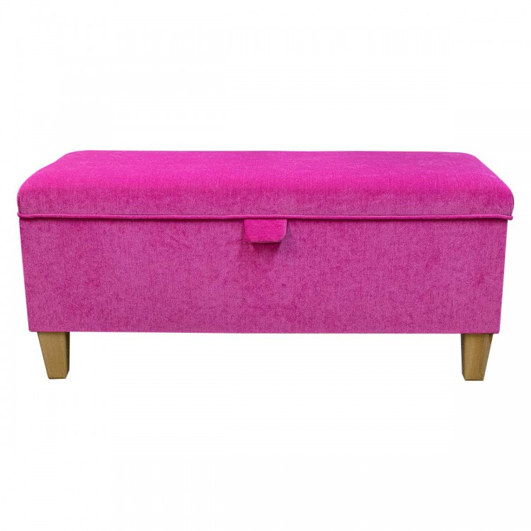Handmade Storage Bench in Pimlico Crush Fuchsia Pink Fabric | Beaumont