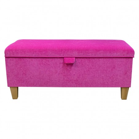 Handmade Storage Bench in Pimlico Crush Fuchsia Pink Fabric | Beaumont