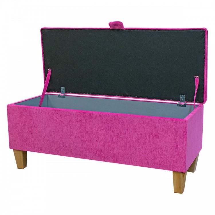Handmade Storage Bench in Pimlico Crush Fuchsia Pink Fabric | Beaumont