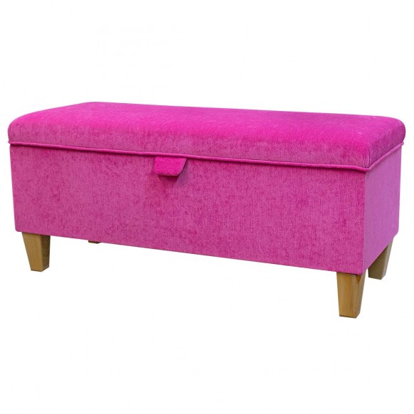 Handmade Storage Bench in Pimlico Crush Fuchsia Pink Fabric | Beaumont