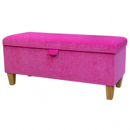 Handmade Storage Bench in Pimlico Crush Fuchsia Pink Fabric | Beaumont