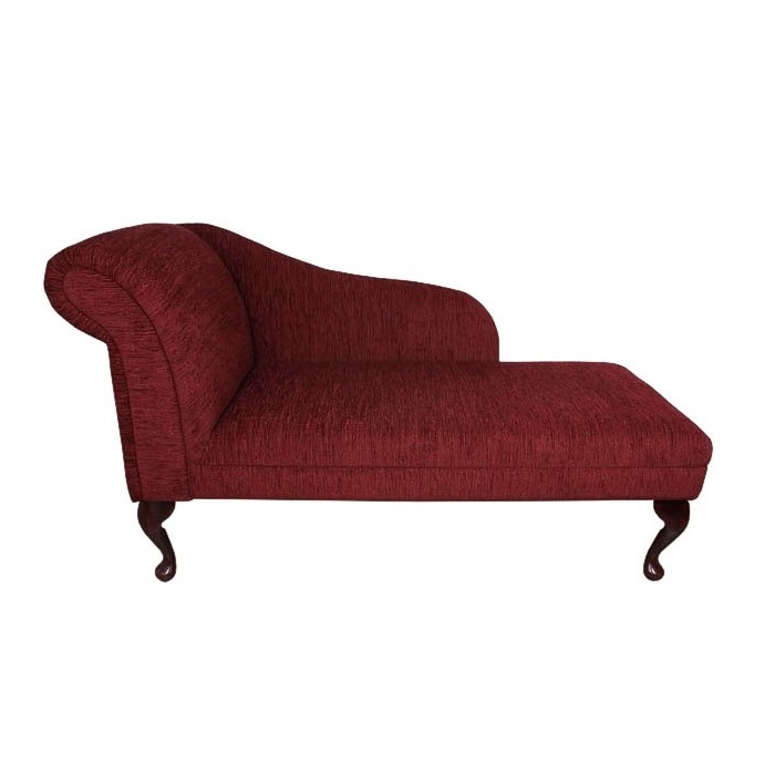 52" Classic Style Chaise Longue in a Flame Wine Fabric - 15929