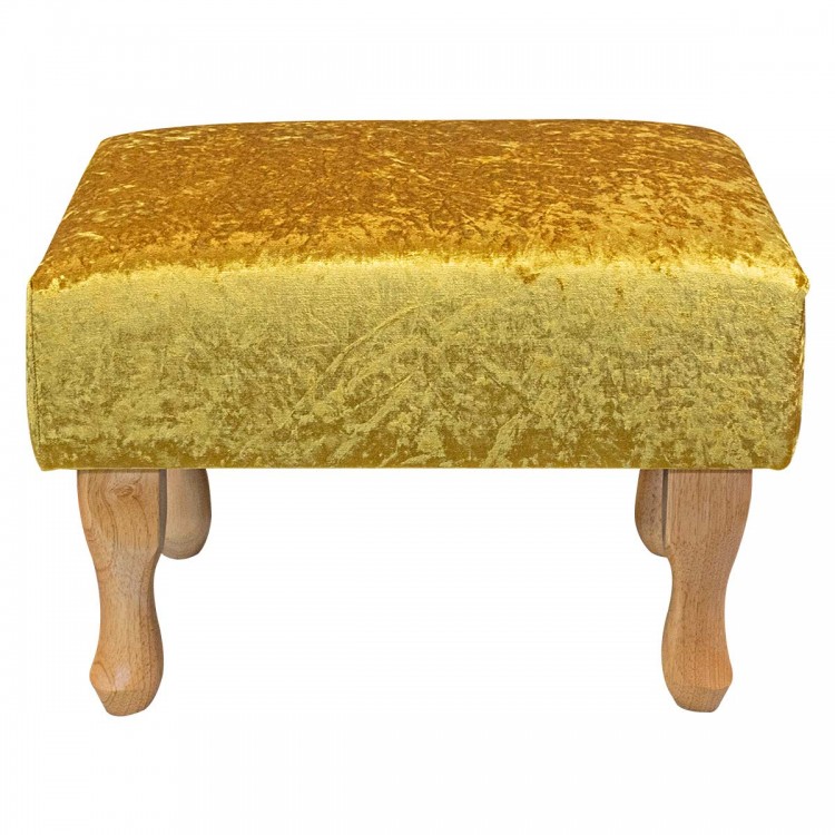 crushed velvet footstool in gold