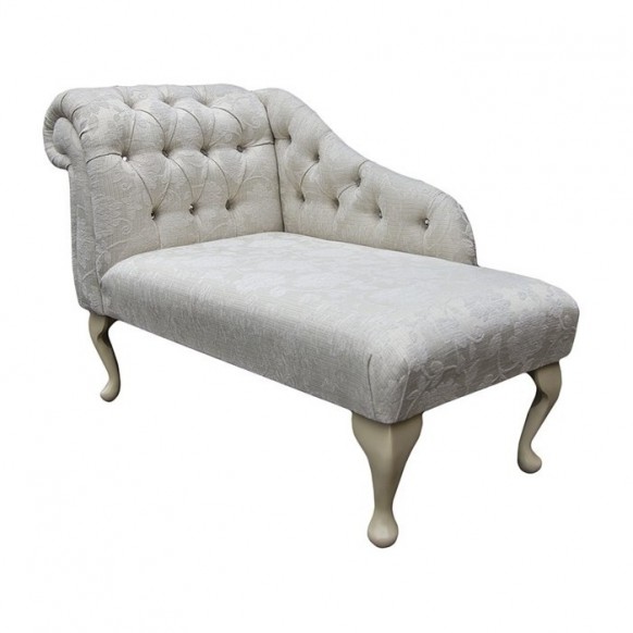 41" Buttoned Mini Chaise Longue in a Woburn Floral Oyster Fabric - 17074