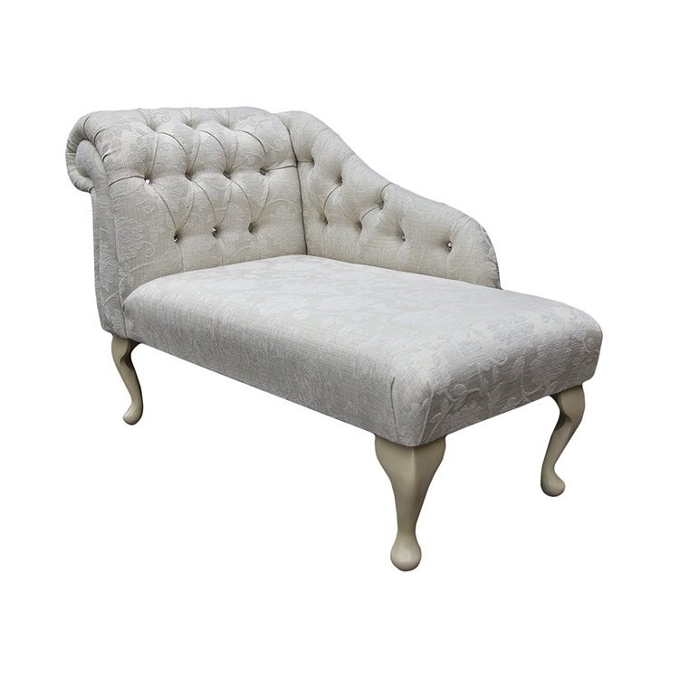 41" Buttoned Mini Chaise Longue in a Woburn Floral Oyster Fabric - 17074
