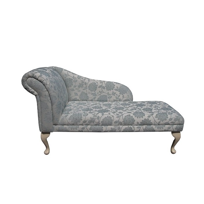 52" Classic Style Chaise Longue in a Floral Blue Fabric - 17071