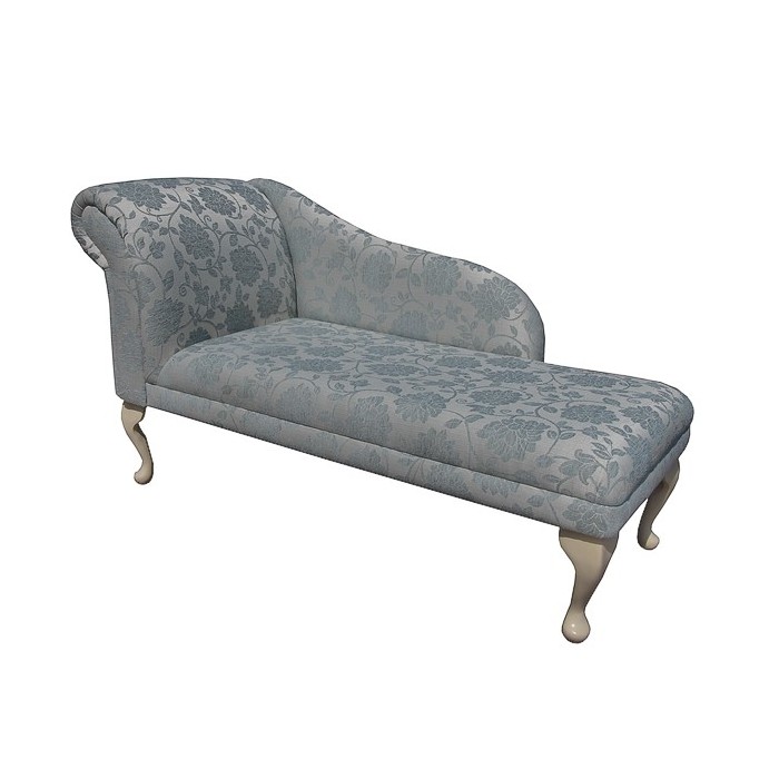 52" Classic Style Chaise Longue in a Floral Blue Fabric - 17071
