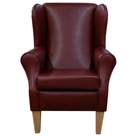 faux leather wine red armchair