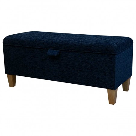 navy boucle footstool