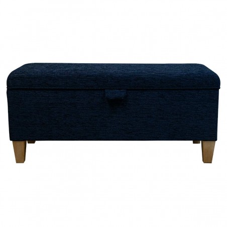 navy fabric boucle footstool