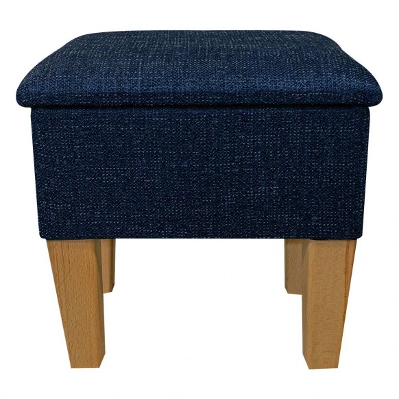 Small Dressing Table Stool in a Ponte Plain Midnight Metallic Fabric