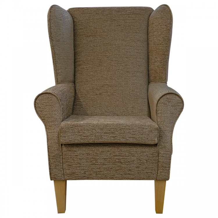 brown boucle armchair