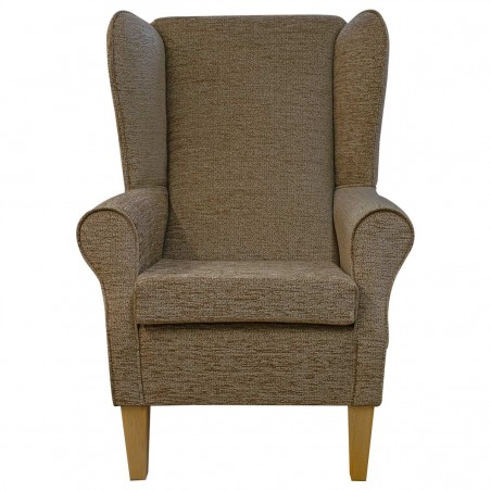 brown boucle armchair