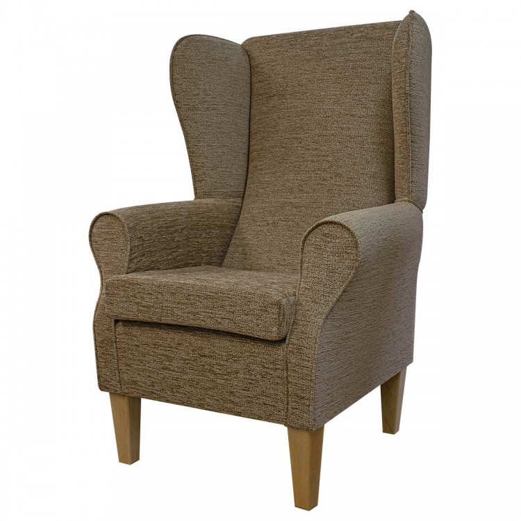 brown boucle arm chair