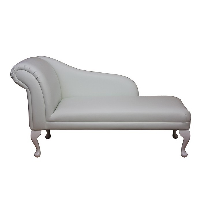52" Classic Style Chaise Longue in a Frozen White Faux Leather