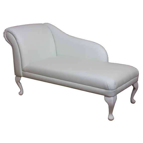 52" Classic Style Chaise Longue in a Frozen White Faux Leather