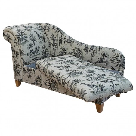 Large Storage Chaise Longue in Fryetts Safari Fabric  | Beaumont