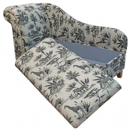 Large Storage Chaise Longue in Fryetts Safari Fabric  | Beaumont