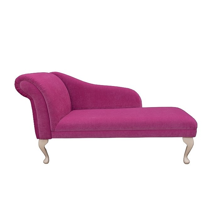 52" Classic Style Chaise Longue in a Fuchsia Pink Pimlico Crush Fabric - 16021