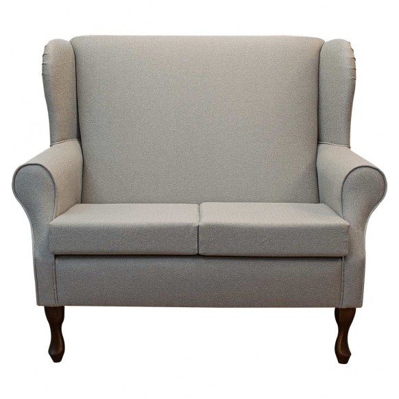 2 Seater Wingback Sofa in a Dundee Herringbone Dove Fabric