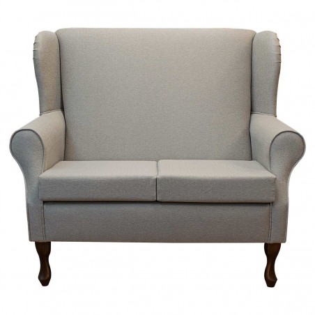 2 Seater Wingback Sofa in Dundee Herringbone Dove Fabric | Beaumont