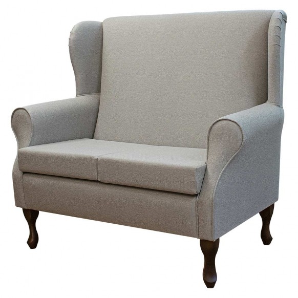 2 Seater Wingback Sofa in Dundee Herringbone Dove Fabric | Beaumont