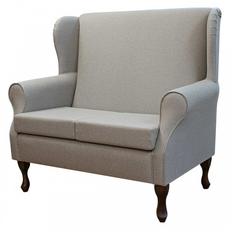 2 Seater Wingback Sofa in Dundee Herringbone Dove Fabric | Beaumont