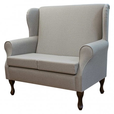 2 Seater Wingback Sofa in Dundee Herringbone Dove Fabric | Beaumont