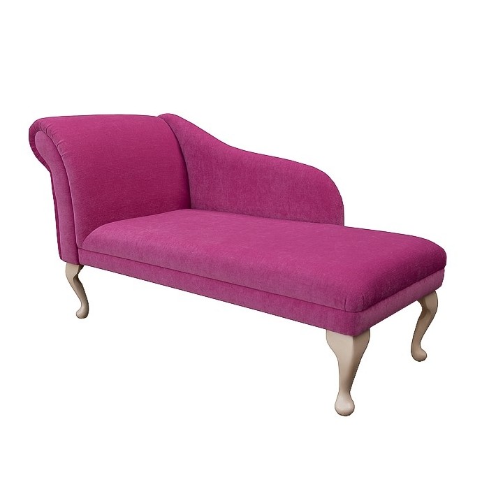 52" Classic Style Chaise Longue in a Fuchsia Pink Pimlico Crush Fabric - 16021