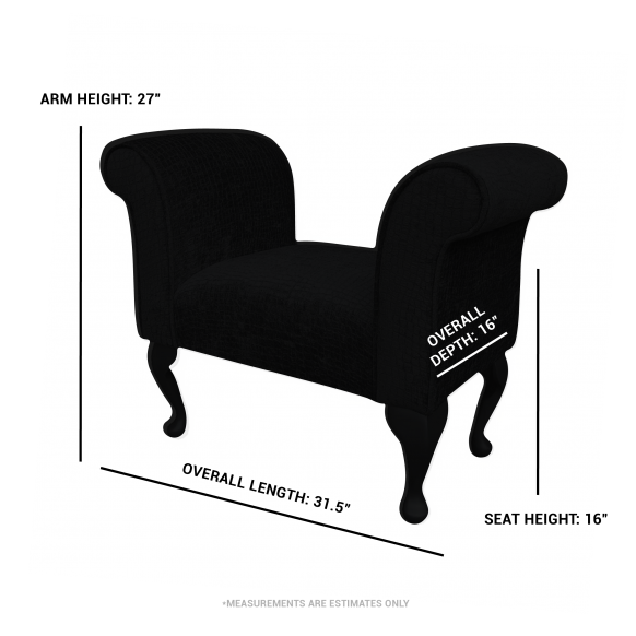 31.5" Compact Window Seat Settle in a Camden Diamond Navy Fabric