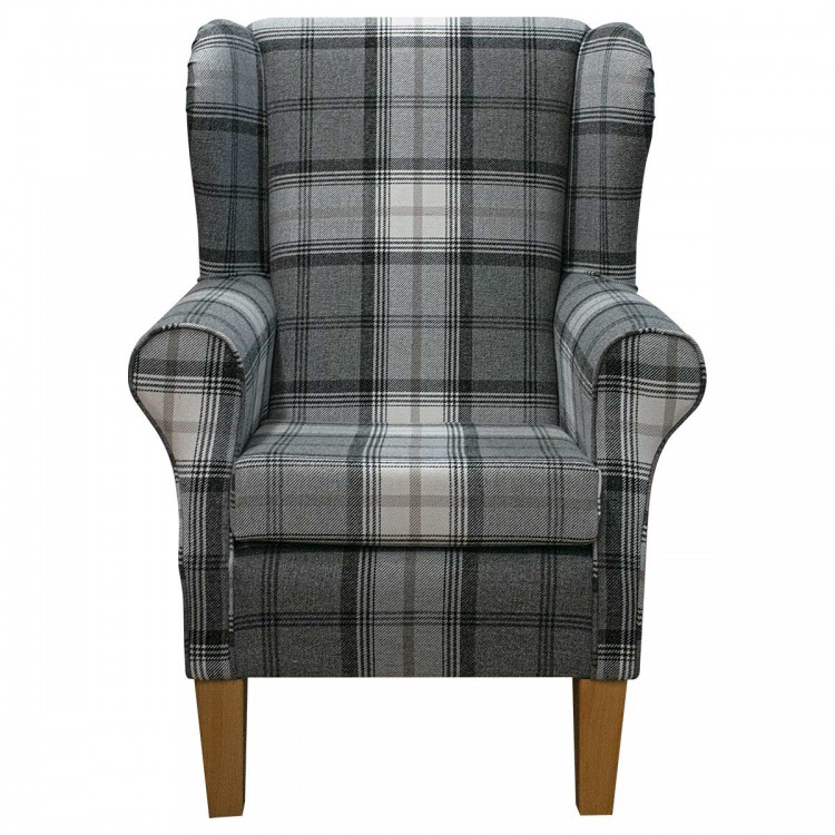 Standard Wingback Chair in Sophie Check Zinc Fabric | Beaumont