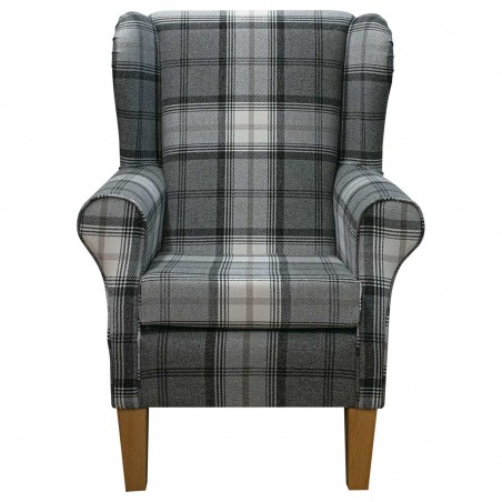 Standard Wingback Chair in Sophie Check Zinc Fabric | Beaumont