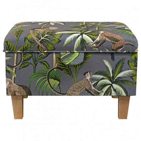 Storage Stool, Ottoman Box in a Monkey Grey Cotton Fabric | Beaumont