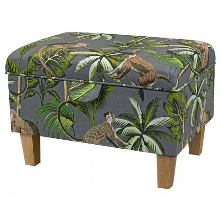 Storage Stool, Ottoman Box in a Monkey Grey Cotton Fabric | Beaumont
