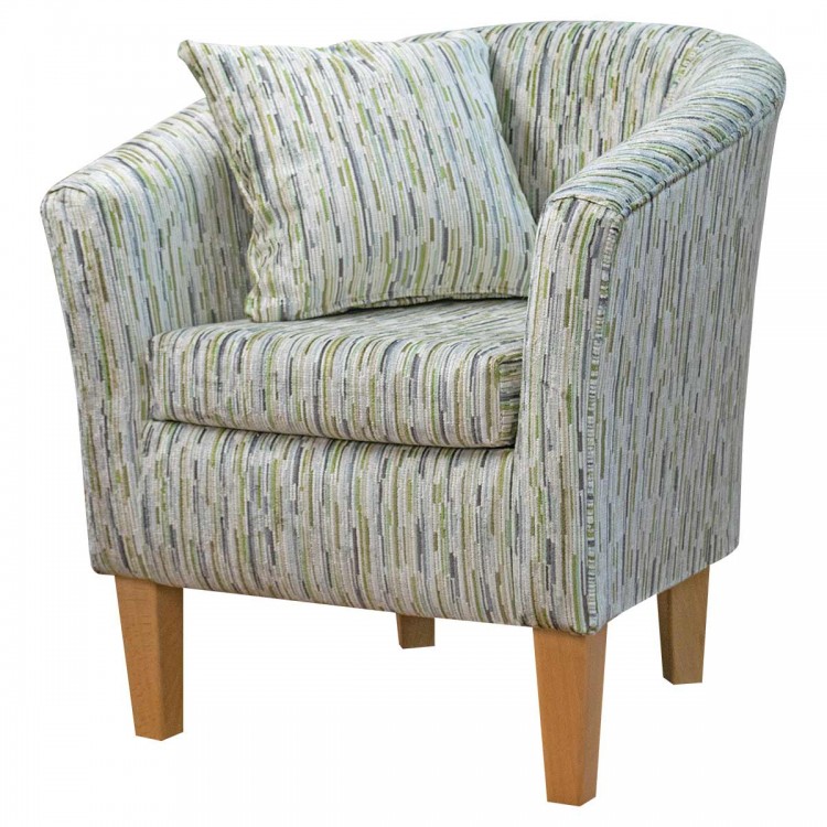 green stripe tub chair and cushion
