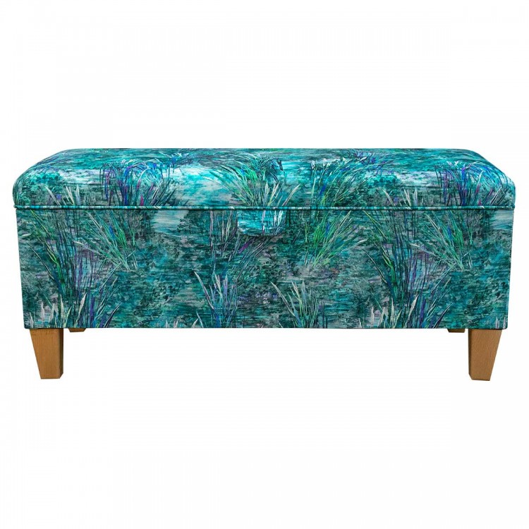 Handmade Storage Bench in Maestro Mir Floral Velvet Fabric | Beaumont