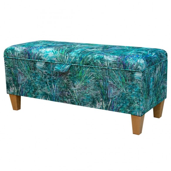 Handmade Storage Bench in Maestro Mir Floral Velvet Fabric | Beaumont