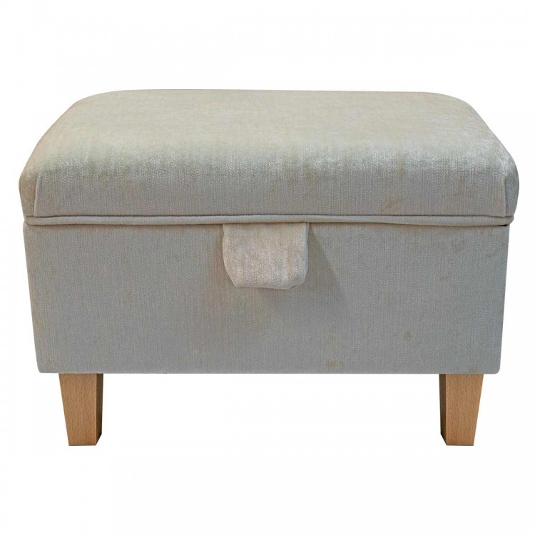 Storage Stool in Pastiche Slub Pearl Fabric SR18001 | Beaumont