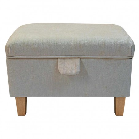 Storage Stool in Pastiche Slub Pearl Fabric SR18001 | Beaumont