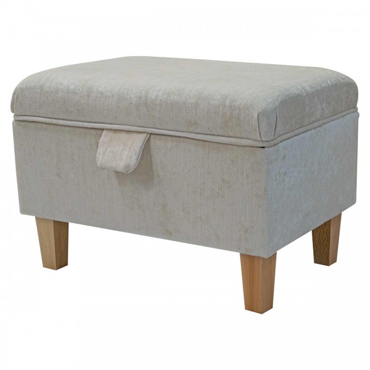 Storage Stool in Pastiche Slub Pearl Fabric SR18001 | Beaumont