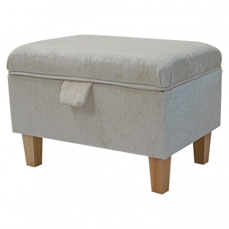 Storage Stool in Pastiche Slub Pearl Fabric SR18001 | Beaumont